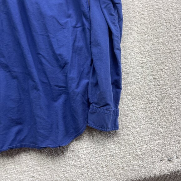Vintage Ralph Lauren *Blue* w/ Logo Yellow Shirt Slim Fit Mens XL Button Down - Picture 14 of 16